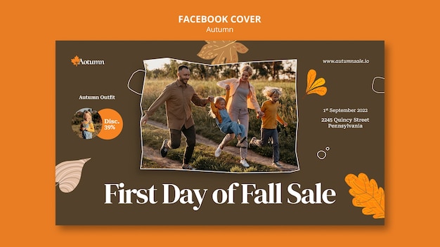 Free PSD flat design autumn template