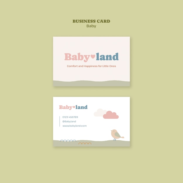 Flat design baby shop business card