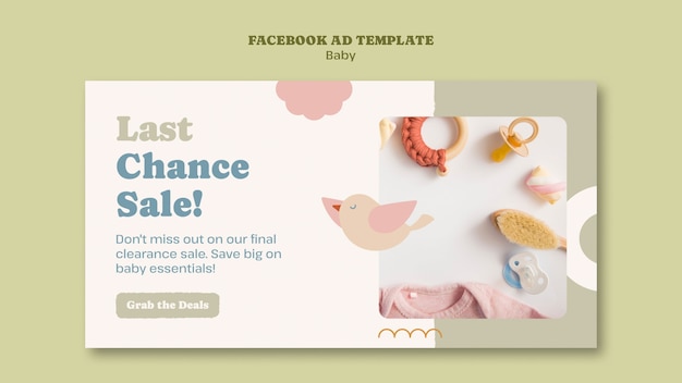 Free PSD flat design baby shop facebook template