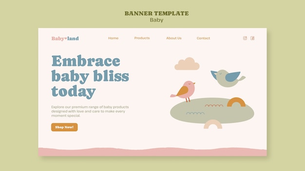 Free PSD flat design baby shop landing page template