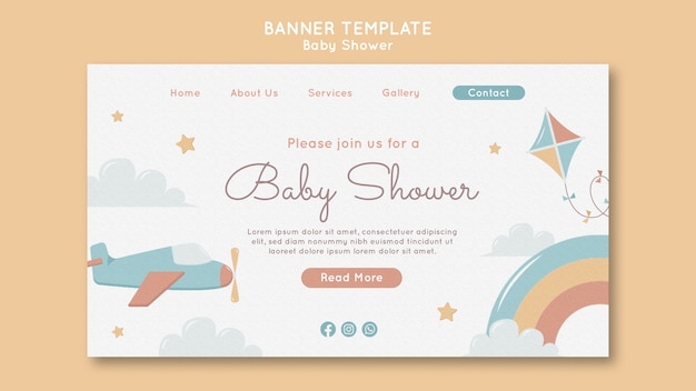 Free PSD flat design baby shower landing page template