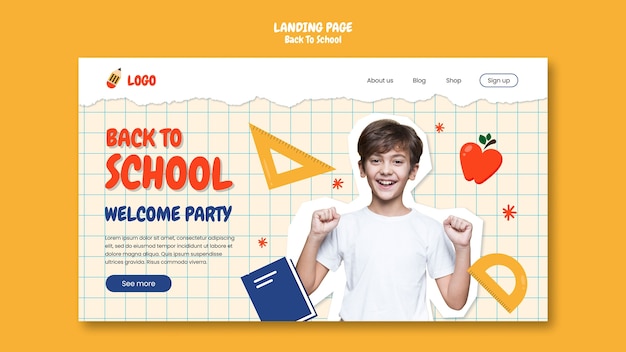 Free PSD flat design back to school  template