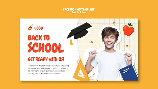 Free PSD flat design back to school  template