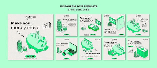 Free PSD flat design bank services template