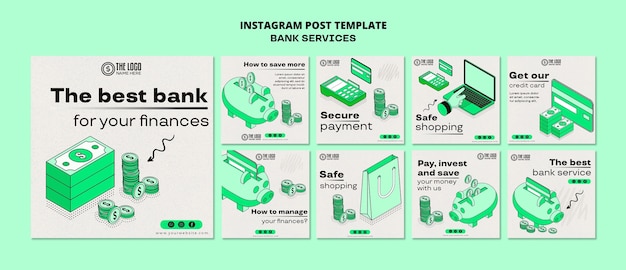 Free PSD flat design bank services template