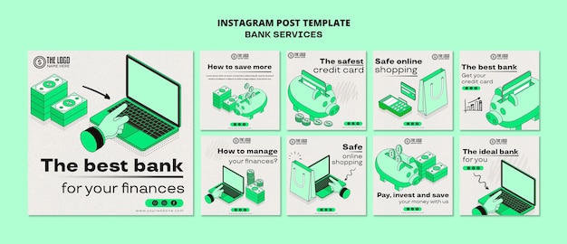 Free PSD flat design bank services template