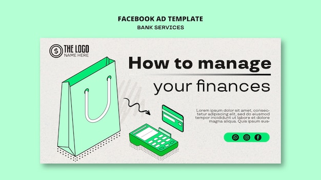 Free PSD flat design bank services template