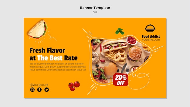 Free PSD flat design banner food template