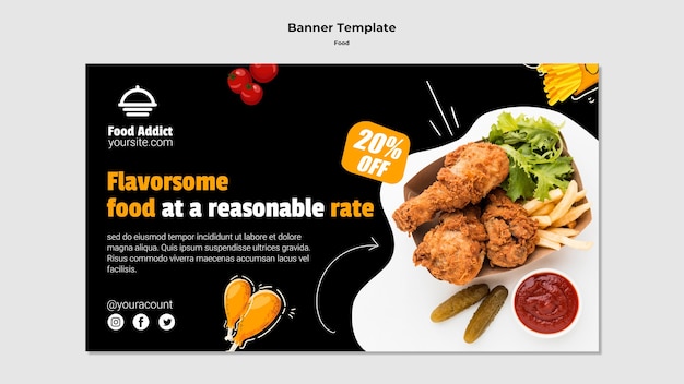 Free PSD flat design banner food template