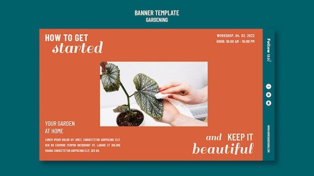 Free PSD flat design banner gardening template