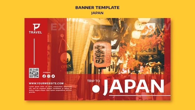 Flat design banner japan template