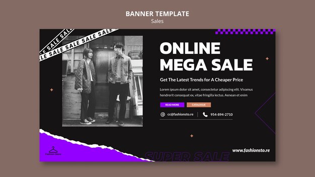 Flat design banner sale template