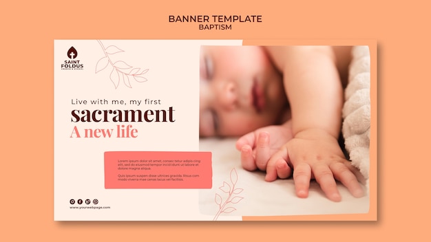 Flat design baptism banner template