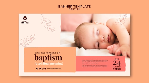 Free PSD flat design baptism banner template