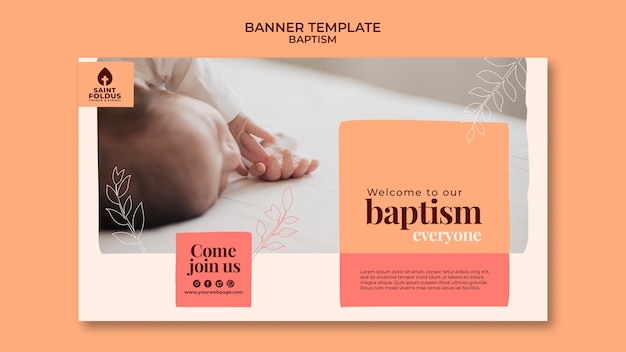 Free PSD flat design baptism banner template