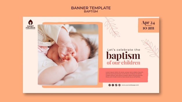 Flat design baptism banner template