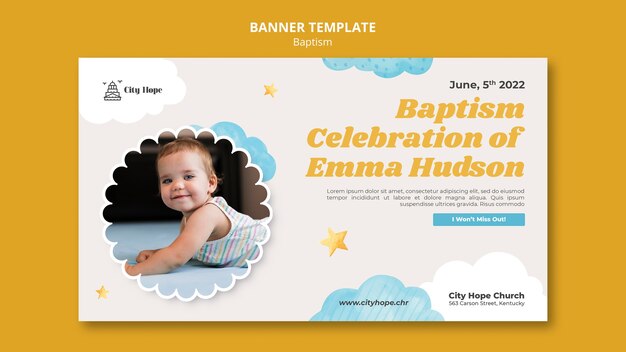 Flat design baptism banner template