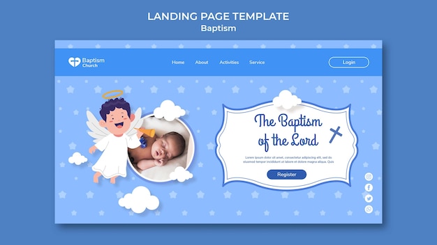 Free PSD flat design baptism landing page template