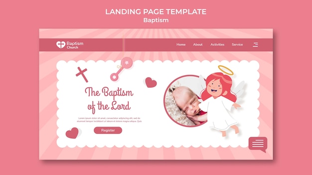 Free PSD flat design baptism landing page template