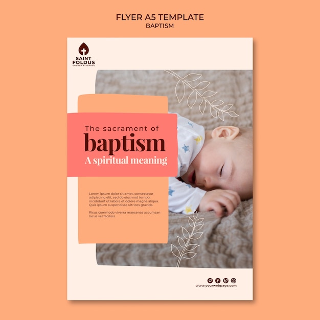 Flat design baptism poster template