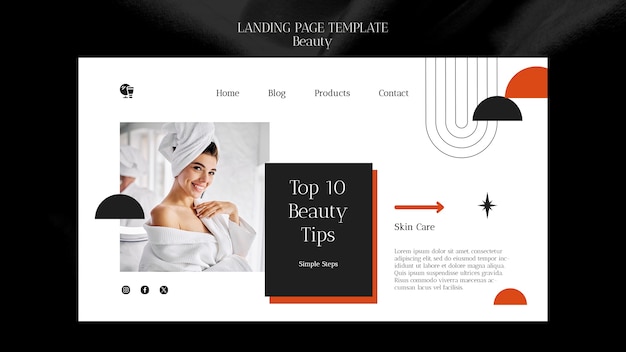 Free PSD flat design beauty landing page template