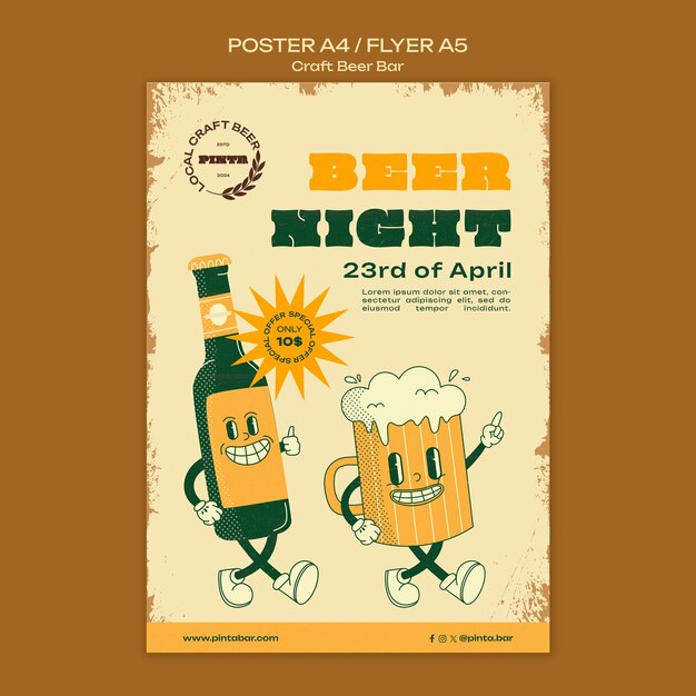 Flat design beer day poster template