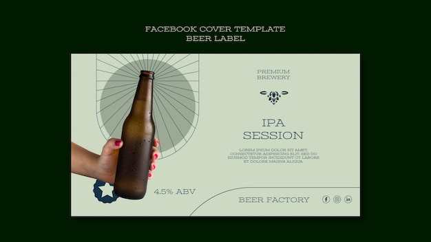 Free PSD flat design beer label facebook cover template