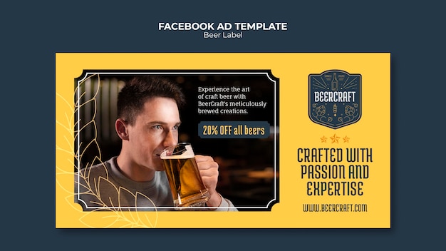 Free PSD flat design beer label facebook template