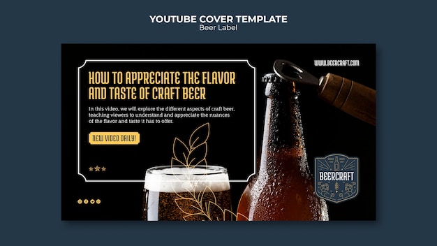 Free PSD flat design beer label youtube cover