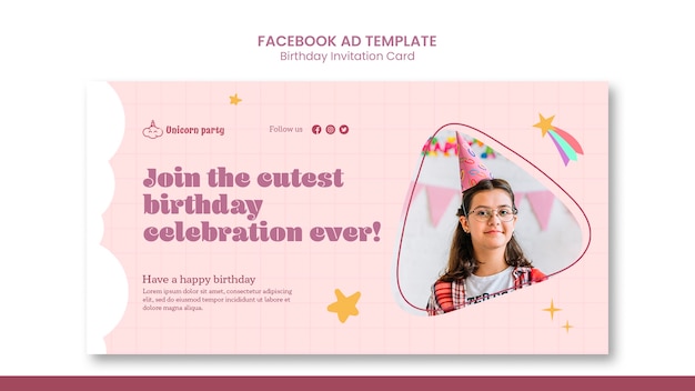 Free PSD flat design birthday celebration facebook template