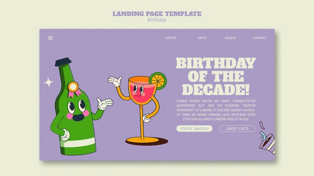 Free PSD flat design birthday template