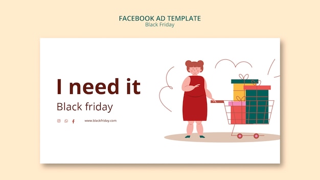 Free PSD flat design black friday facebook ad template