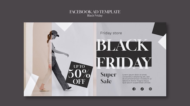 Flat design black friday facebook  template