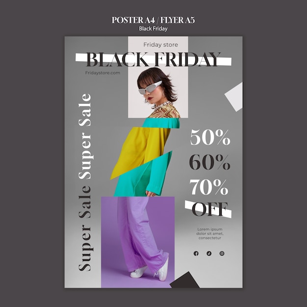 Flat design black friday  poster template