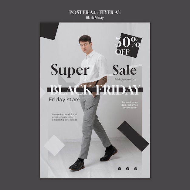 Flat design black friday  poster template