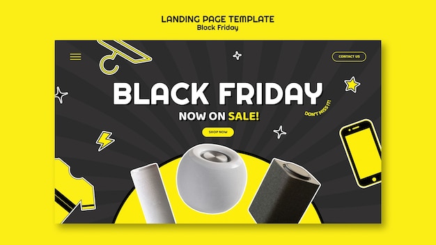 Free PSD flat design black friday sale landing page