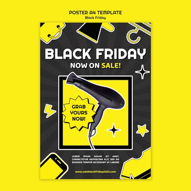 Free PSD flat design black friday sale poster template