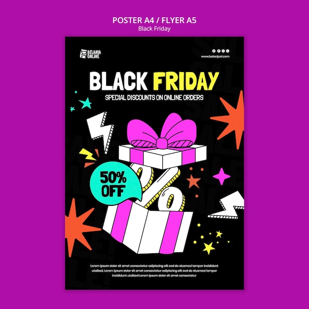 Free PSD flat design black friday sale poster template