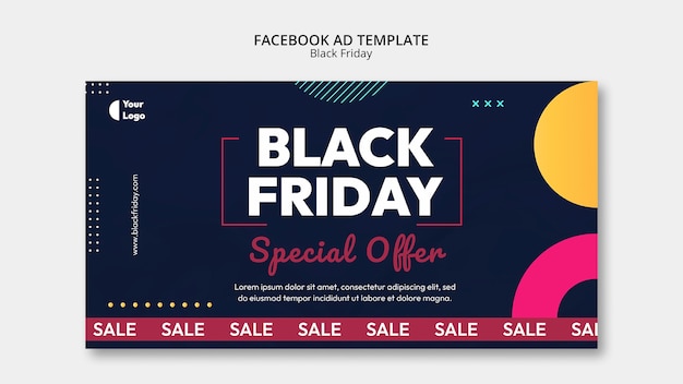 Free PSD flat design black friday template