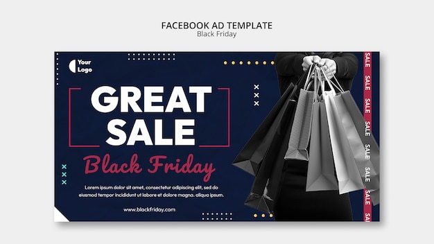 Flat design black friday template