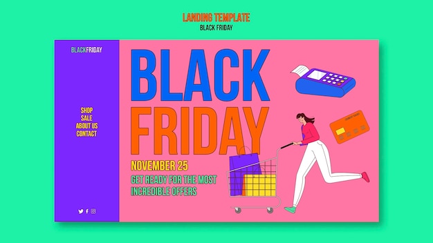 Free PSD flat design black friday template