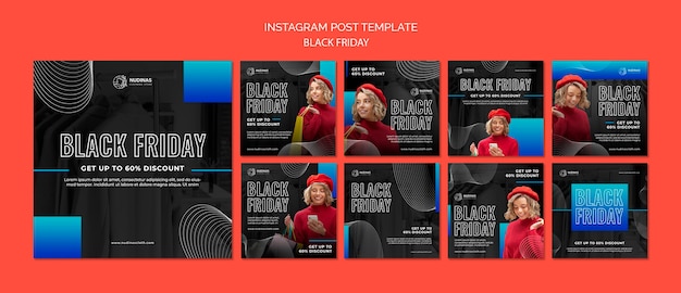 Free PSD flat design black friday template