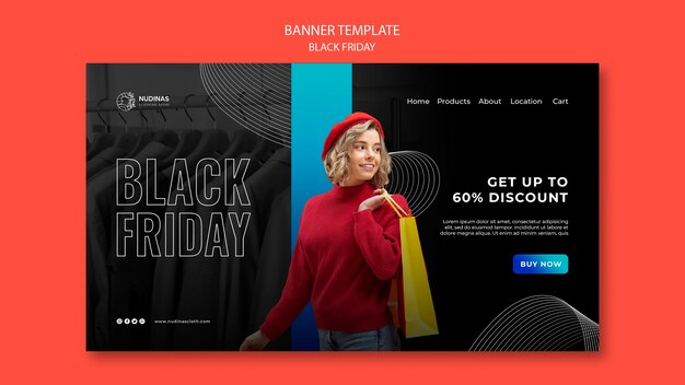 Flat design black friday template