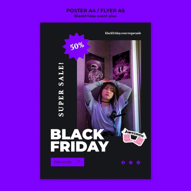 Free PSD flat design black friday template