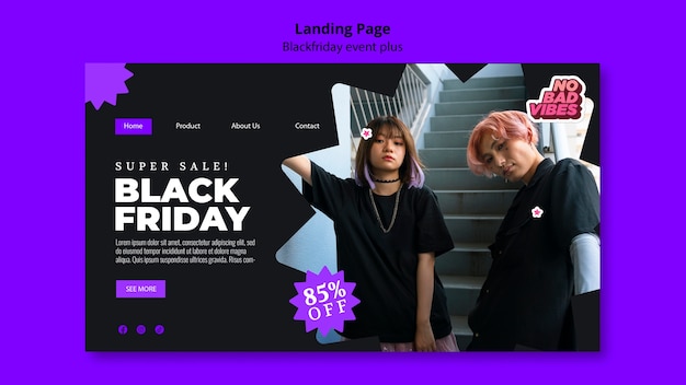 Free PSD flat design black friday template