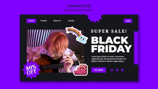 Flat design black friday template