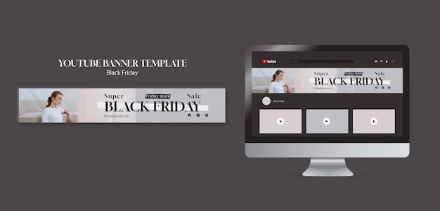 Flat design black friday  youtube banner template