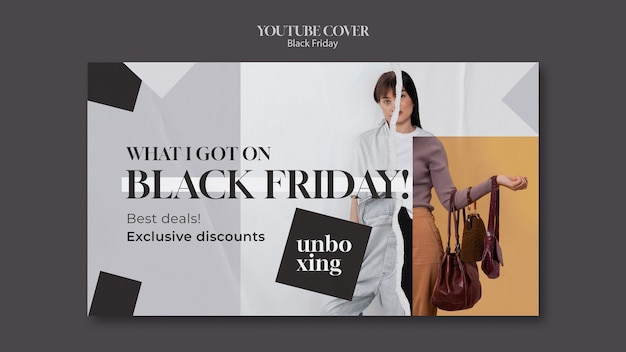 Flat design black friday  youtube cover template