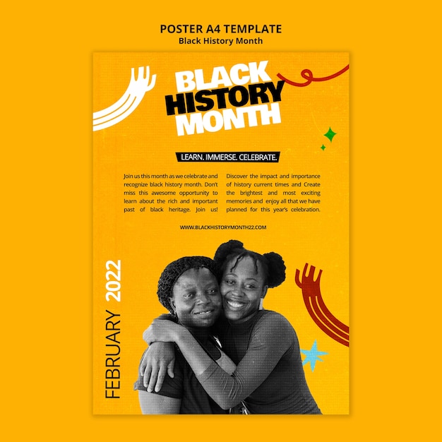 Free PSD flat design black history month template