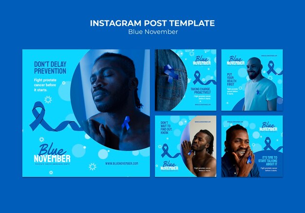 Free PSD flat design blue november template